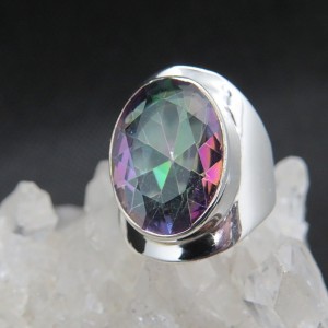 Anillo Topacio Místico y plata