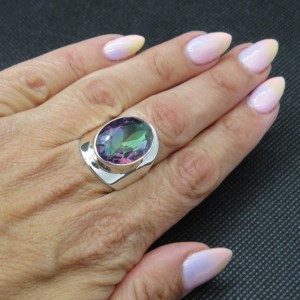 Anillo Topacio Místico y plata