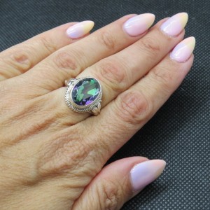 Anillo Topacio Místico y plata