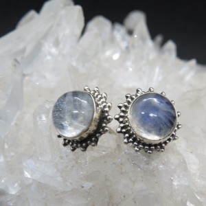 Pendientes presión piedra luna y plata