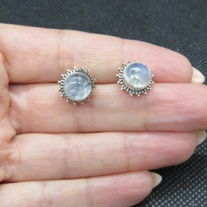 Pendientes presión piedra luna y plata