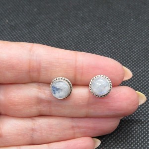 Pendientes presión piedra luna y plata