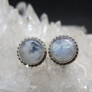 Pendientes presión piedra luna y plata