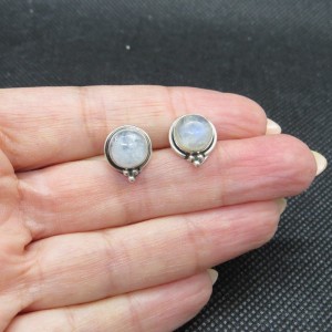 Pendientes presión piedra luna y plata