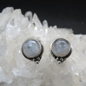 Pendientes presión piedra luna y plata