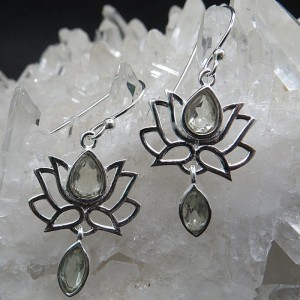 Pendientes prasiolita y plata