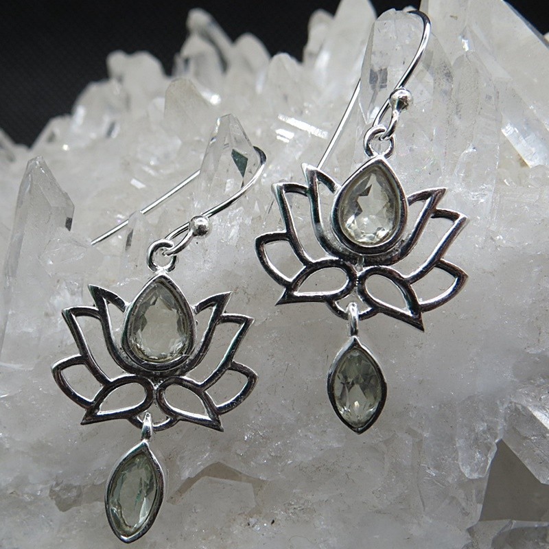 Pendientes prasiolita y plata