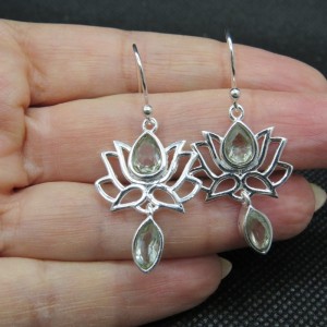 Pendientes prasiolita y plata