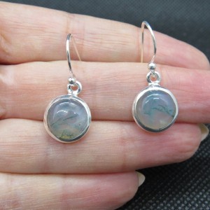 Pendientes ágata musgosa y plata