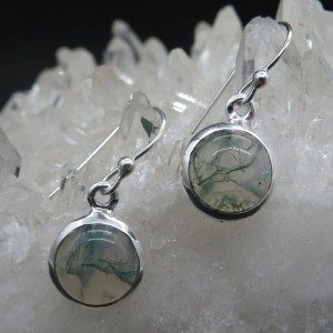 Pendientes ágata musgosa y plata
