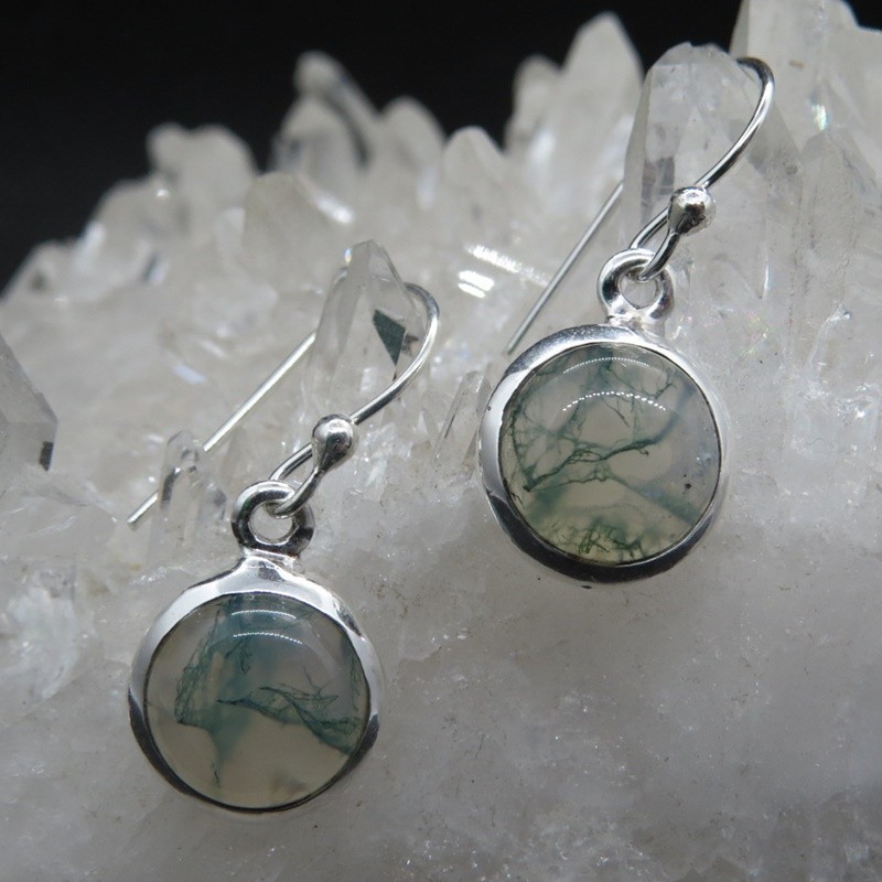 Pendientes ágata musgosa y plata