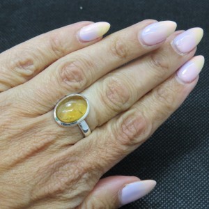 Anillo cuarzo citrino y plata