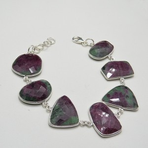 Pulsera joyería en plata de zoisita con rubí