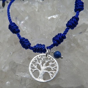 Pulsera 7 nudos con lapislázuli y minicolgante árbol de la vida