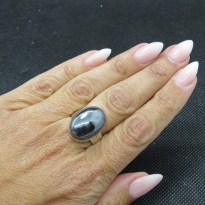 Anillo Hematites y plata