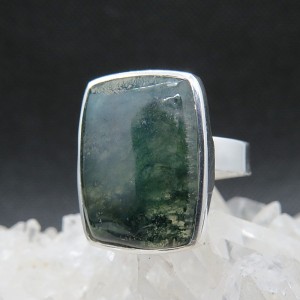 Anillo ágata musgosa y plata