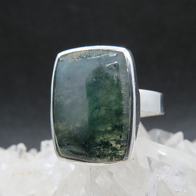Anillo ágata musgosa y plata