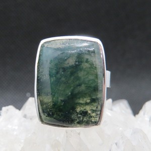 Anillo ágata musgosa y plata