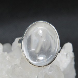 Anillo cuarzo cristal de roca y plata