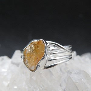 Anillo cuarzo citrino y plata