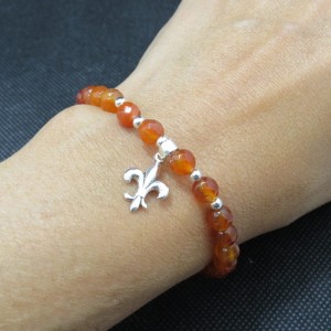 Pulsera ágata cornalina y plata