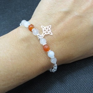 Pulsera piedra luna, aguamarina, cornalina y plata