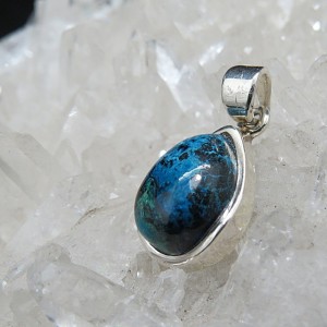 Colgante azurita con shattuckita y plata