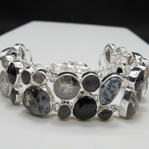 Pulsera joyería en plata merlinita y varias piedras semipreciosas