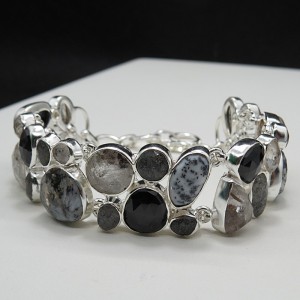 Pulsera joyería en plata merlinita y varias piedras semipreciosas