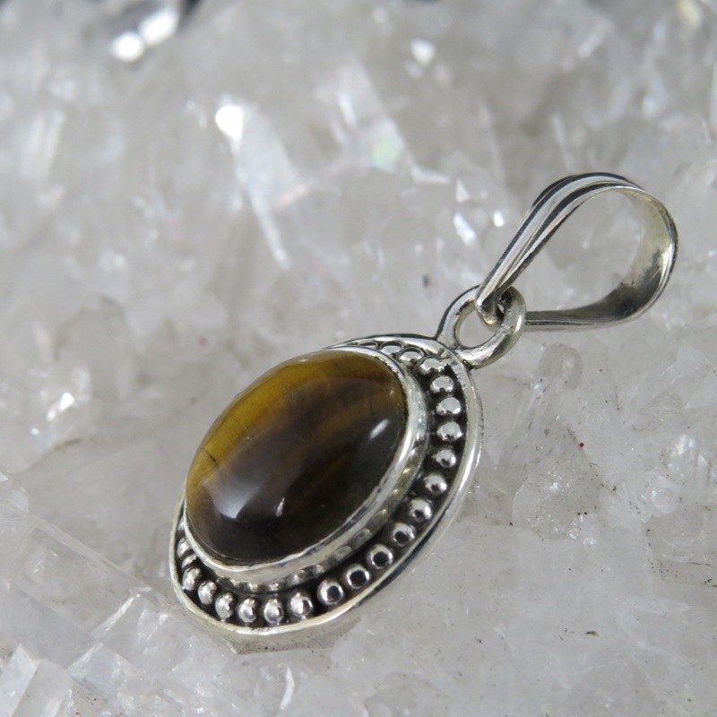 Colgante ojo de tigre y plata