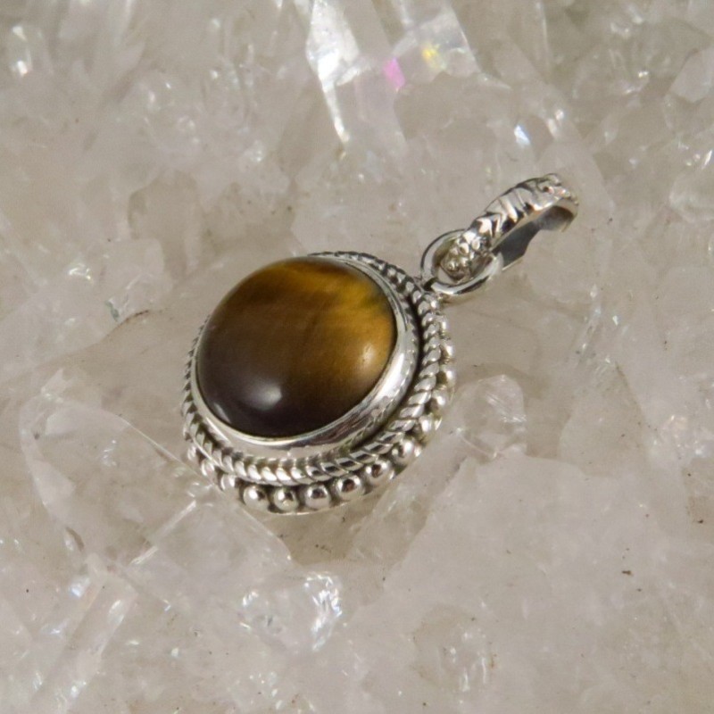 Colgante ojo de tigre y plata