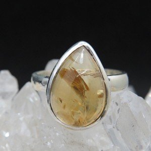 Anillo cuarzo citrino y plata