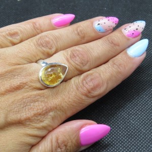 Anillo cuarzo citrino y plata