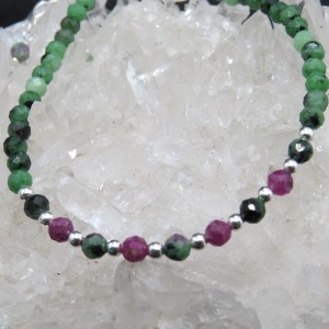 Pulsera Tobillera zoisita con rubí y plata