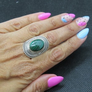 Anillo malaquita y plata
