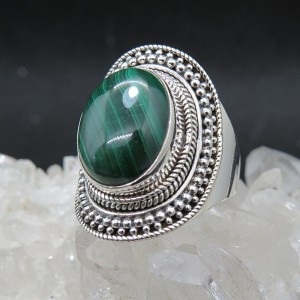 Anillo malaquita y plata