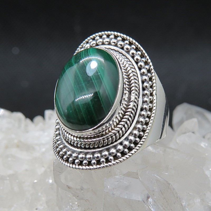 Anillo malaquita y plata