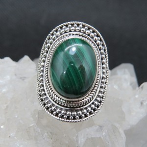 Anillo malaquita y plata