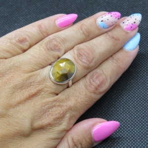 Anillo ojo de tigre y plata