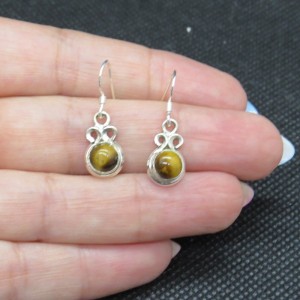 Pendientes ojo de tigre y plata