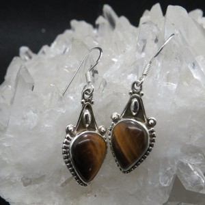 Pendientes ojo de tigre y plata