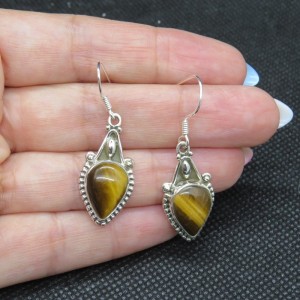 Pendientes ojo de tigre y plata