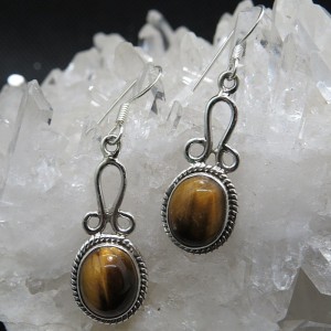 Pendientes ojo de tigre y plata