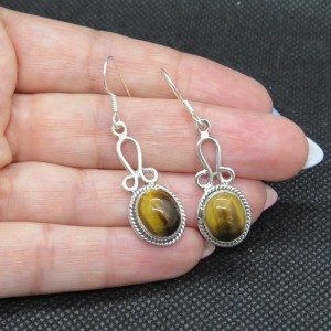 Pendientes ojo de tigre y plata