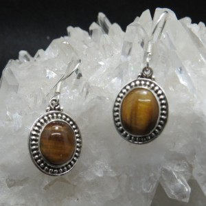 Pendientes ojo de tigre y plata