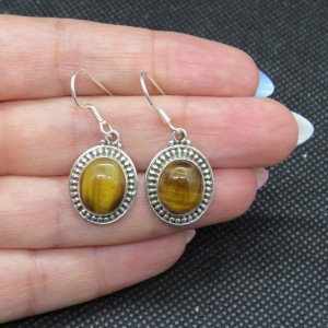 Pendientes ojo de tigre y plata