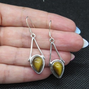 Pendientes ojo de tigre y plata