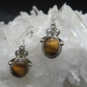 Pendientes ojo de tigre y plata