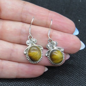 Pendientes ojo de tigre y plata