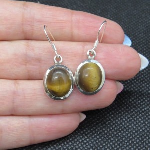 Pendientes ojo de tigre y plata